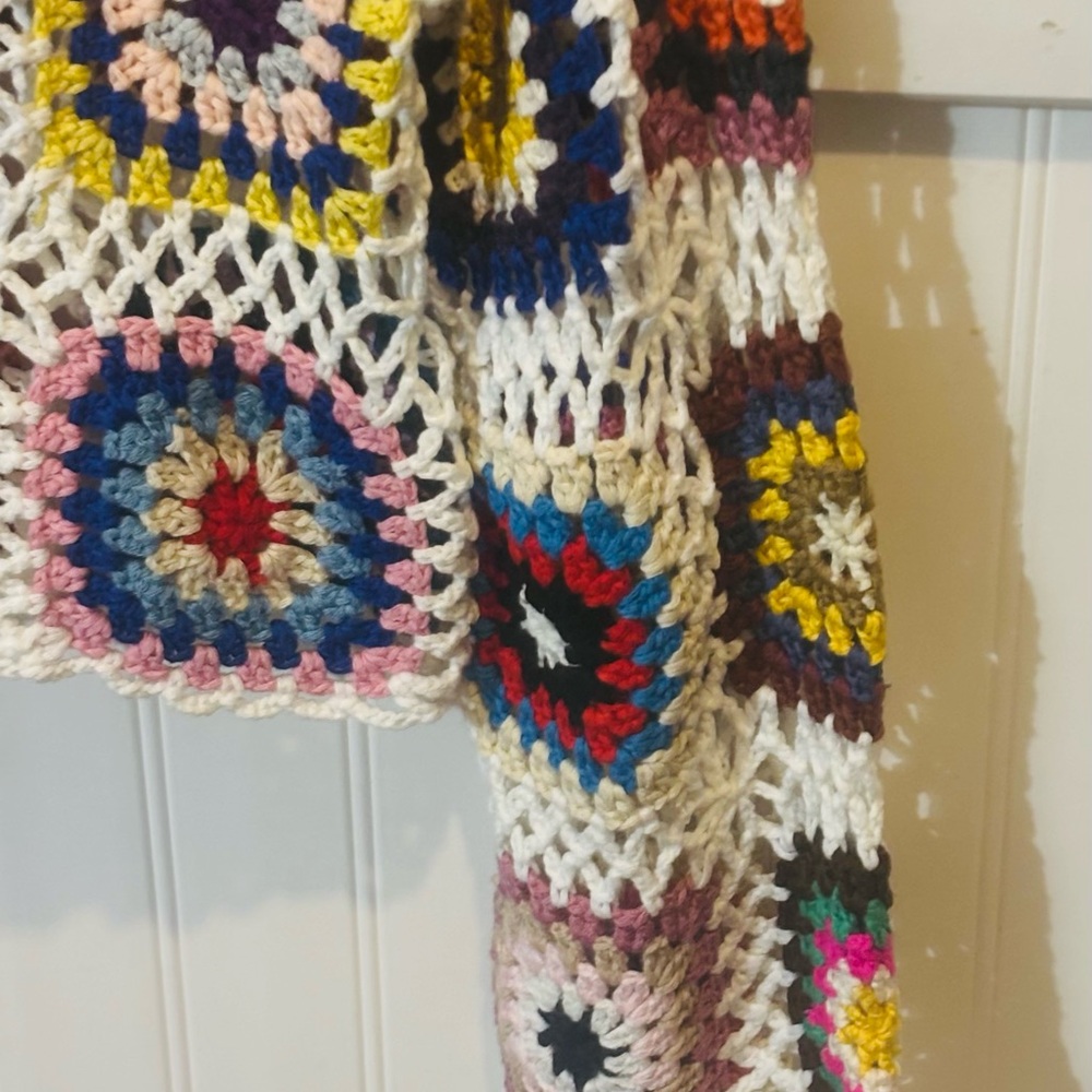 Multicolor Crochet Patchwork Sweater NWT - image 5